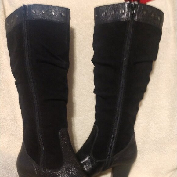 Born leather and suede knee high boots with studded trim sz 10 - Picture 7 of 8